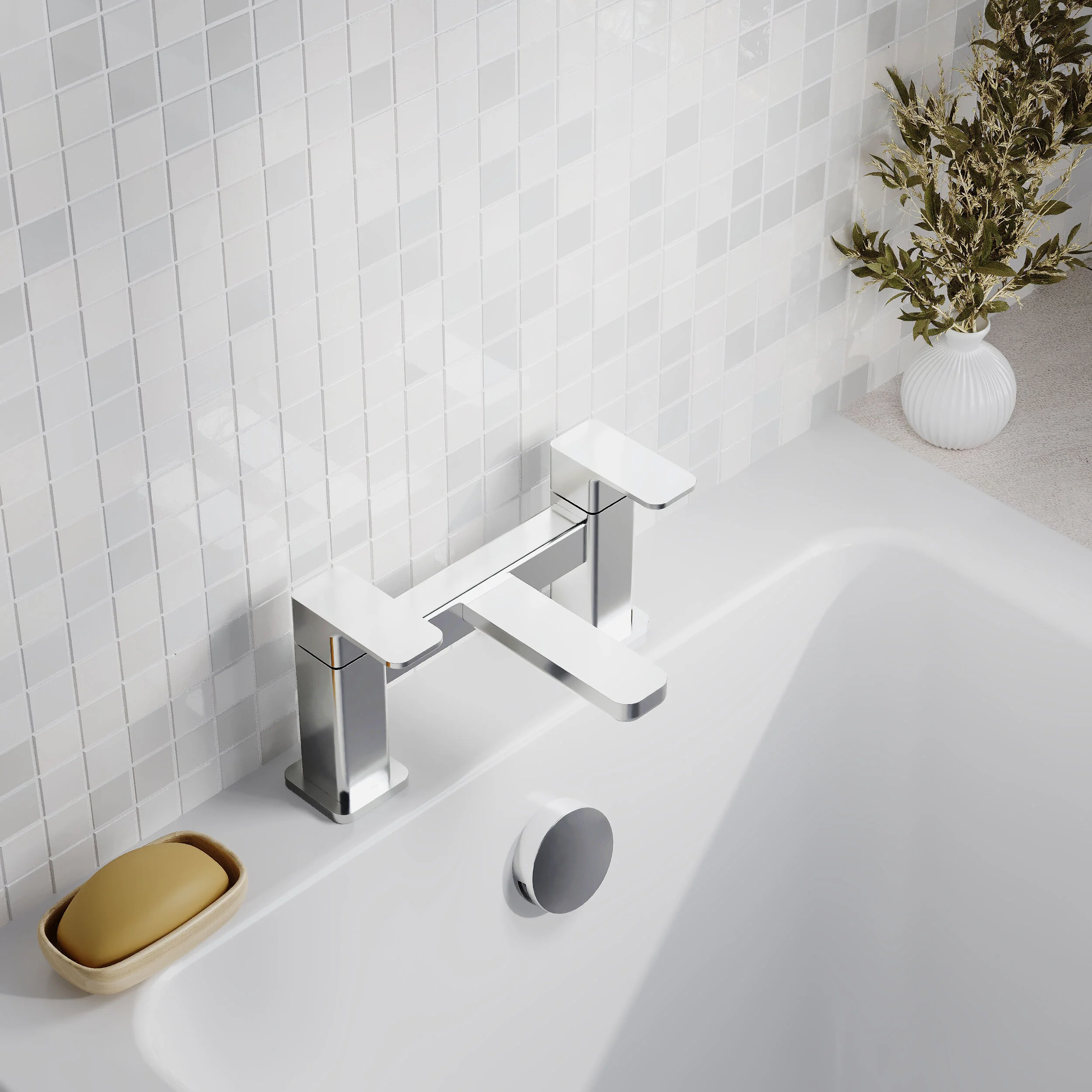 Nuie Windon Deck Mounted Bath Filler - Chrome - Image 2