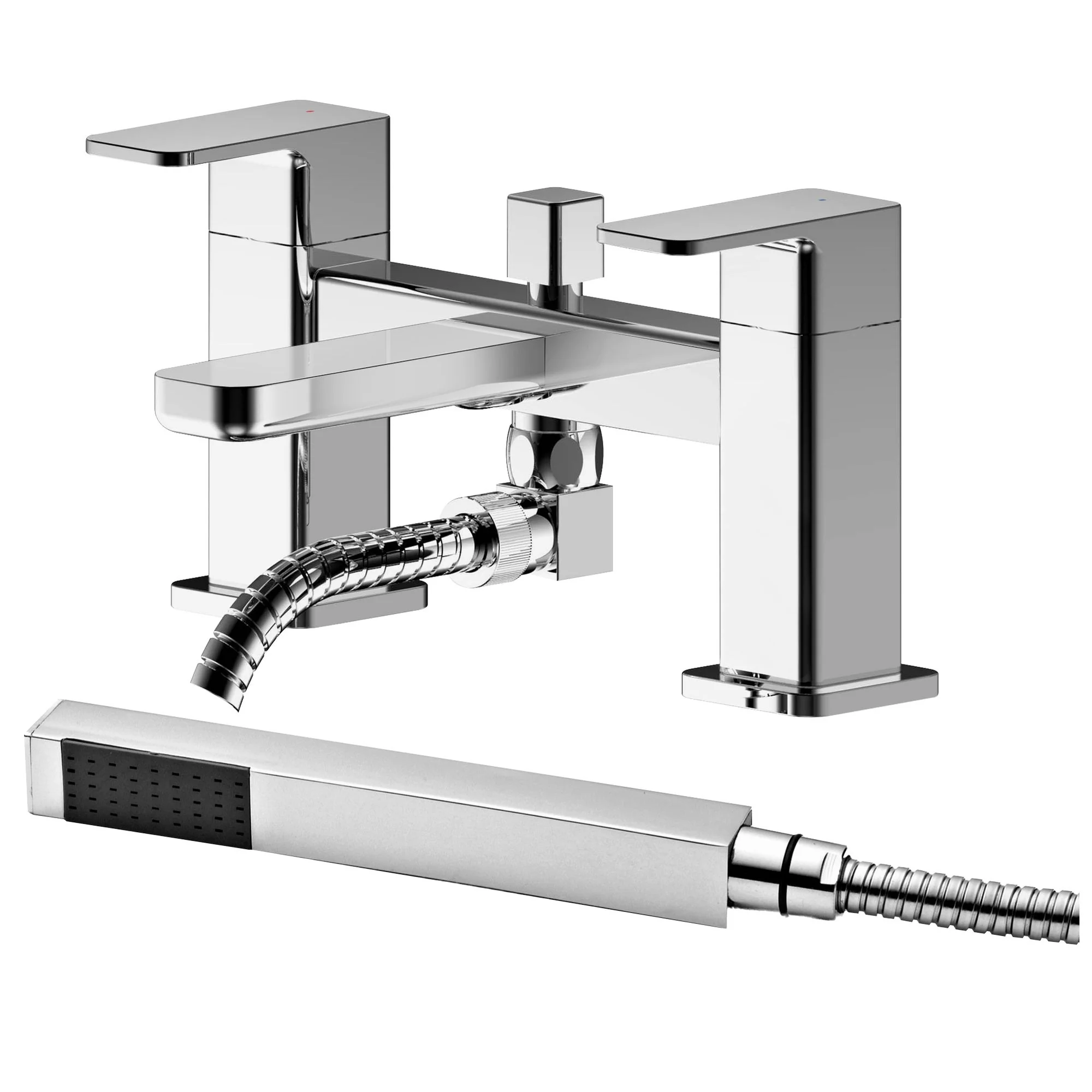 Nuie Windon Deck Mounted Bath Shower Mixer With Kit - Chrome - Image 2