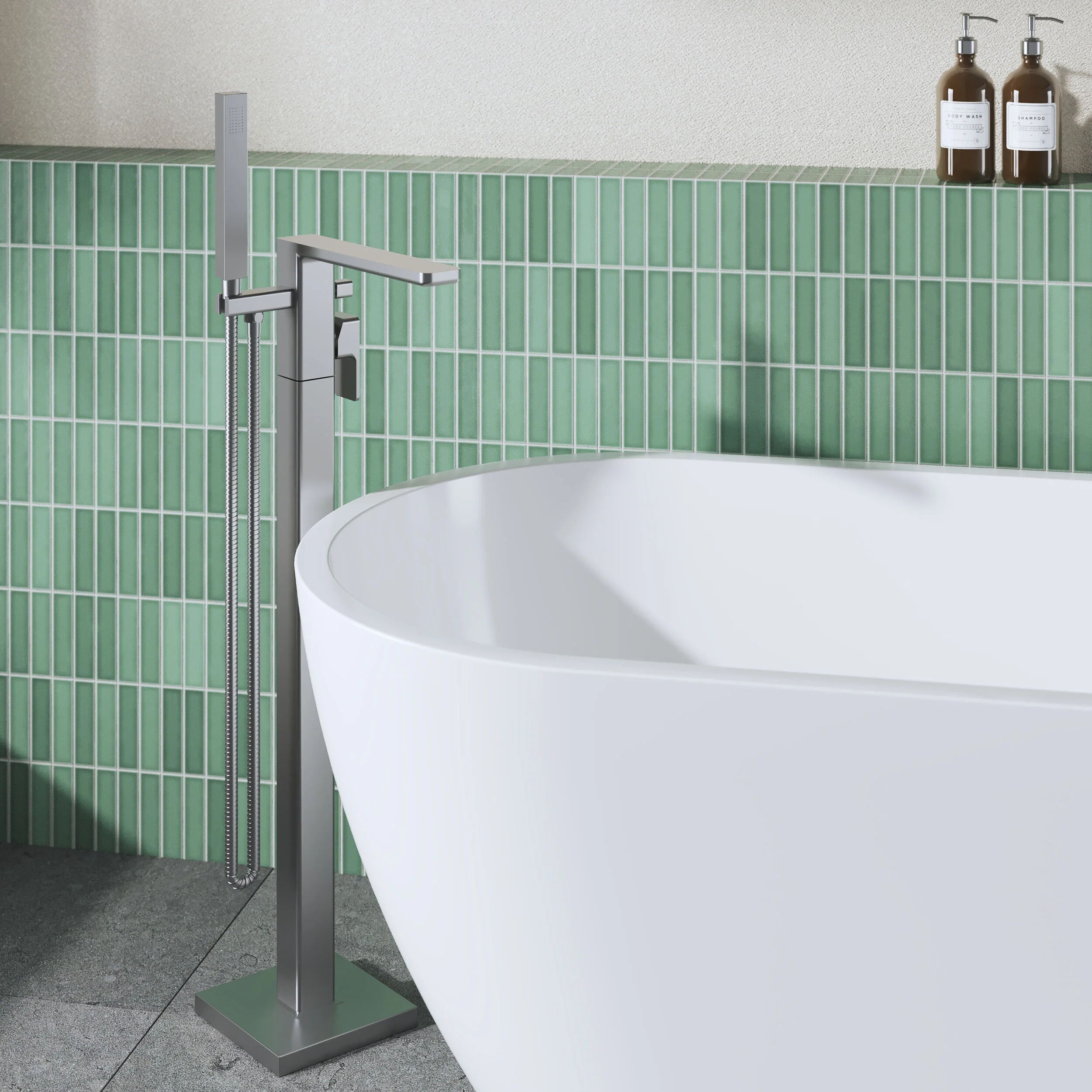 Nuie Windon Freestanding Bath Shower Mixer - Brushed Gun Metal