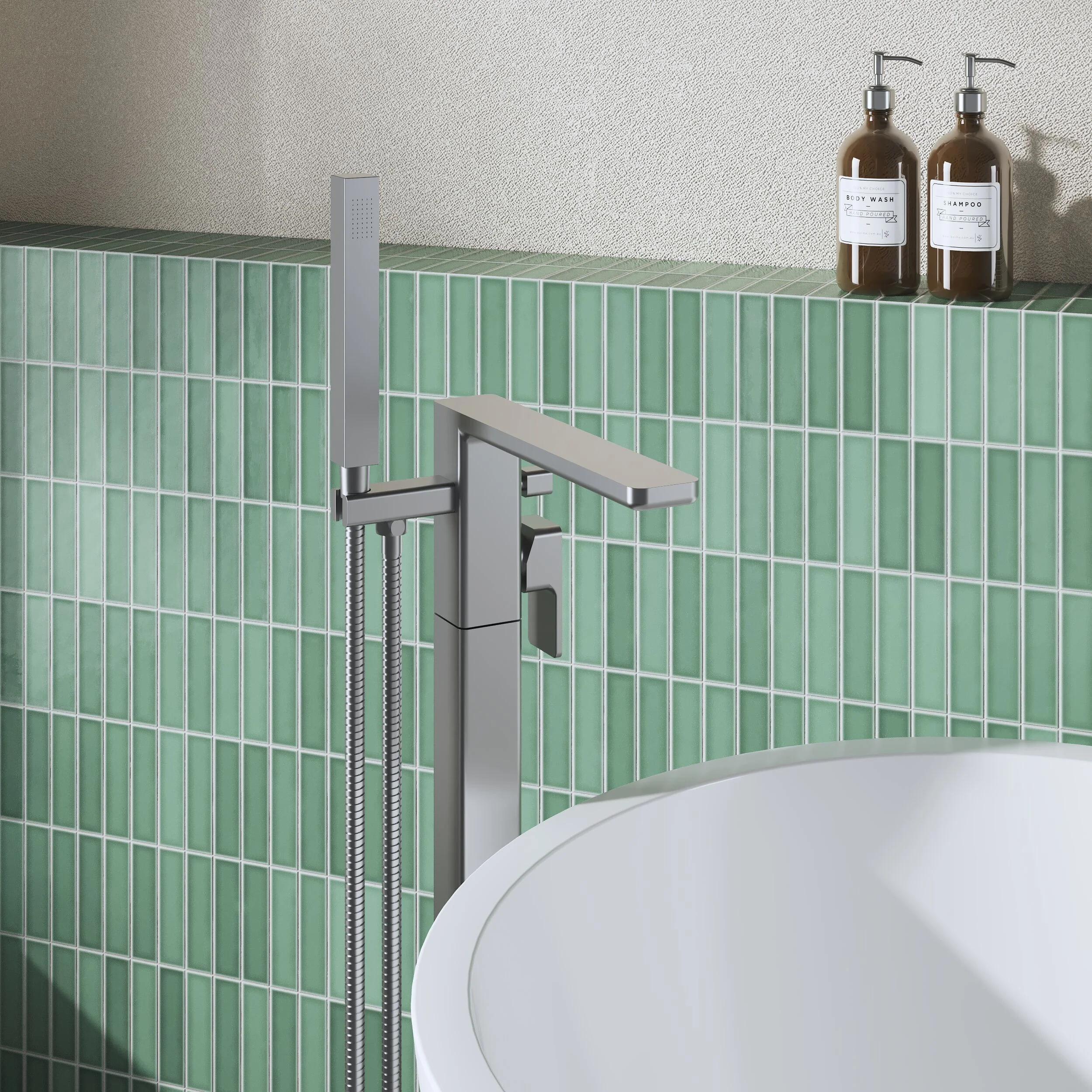Nuie Windon Freestanding Bath Shower Mixer - Brushed Gun Metal - Image 3