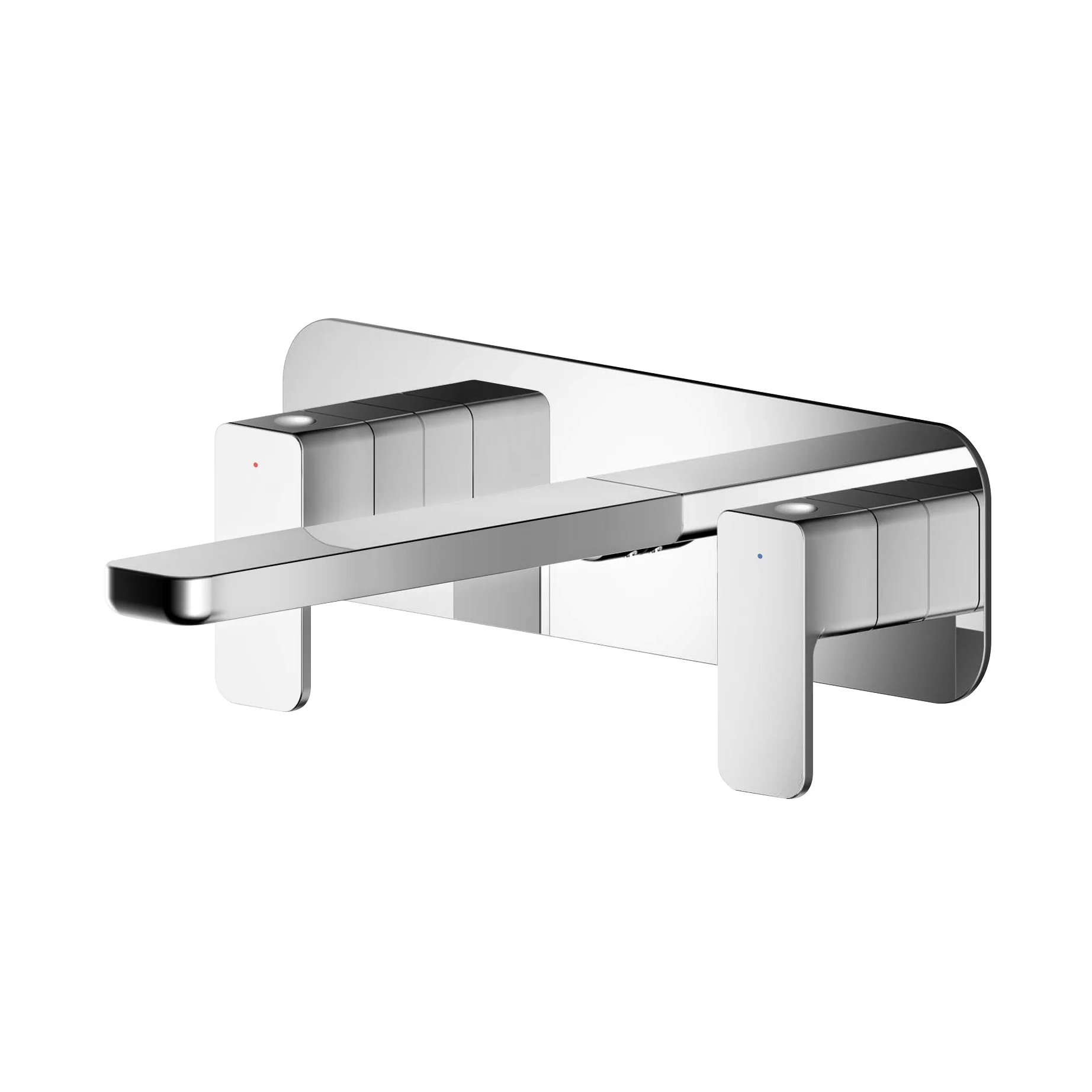 Nuie Windon Wall Mounted 3 Tap Hole Basin Mixer With Plate - Chrome - Image 2