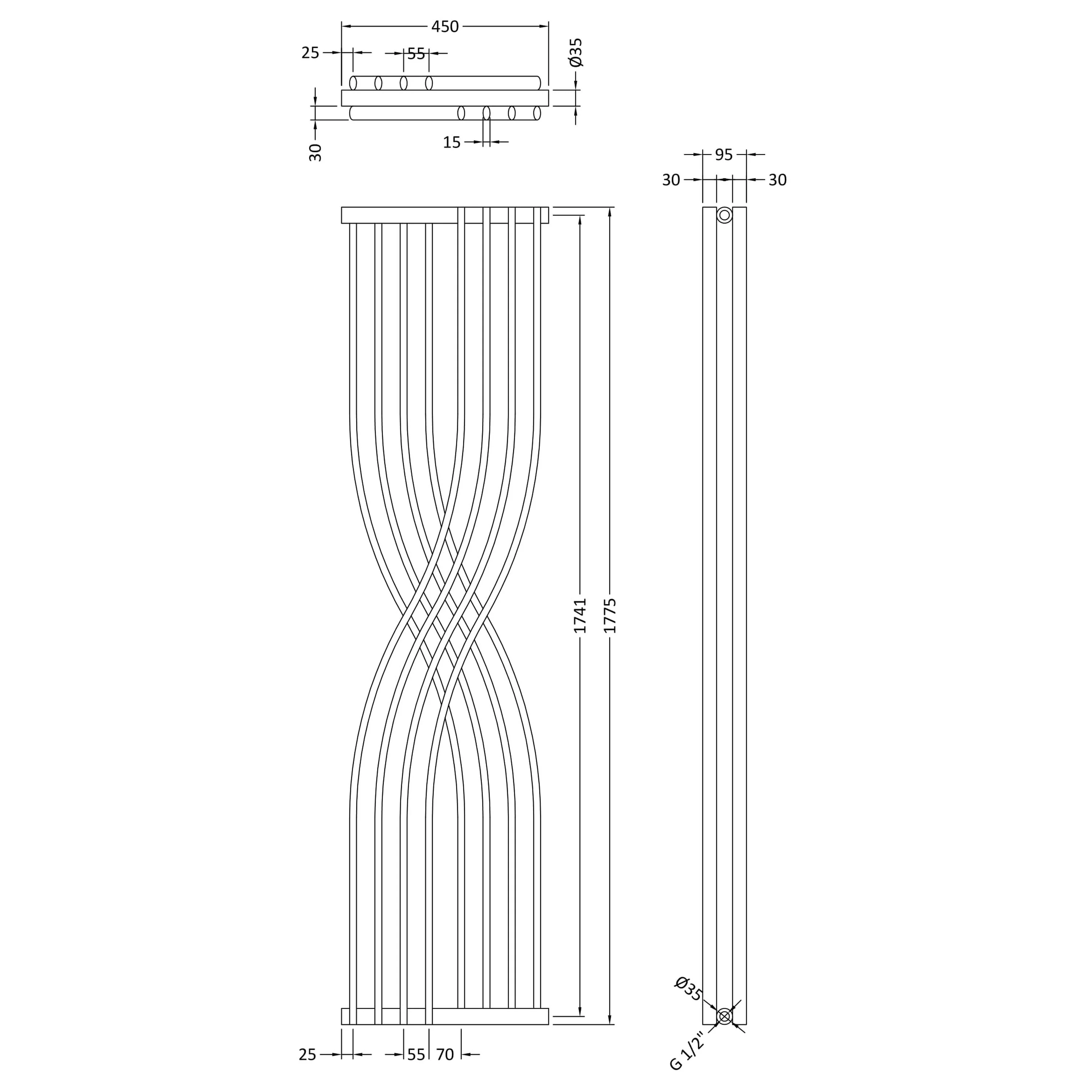 Nuie Xcite Designer Radiator 1775 x 450 - High Gloss White - Image 3
