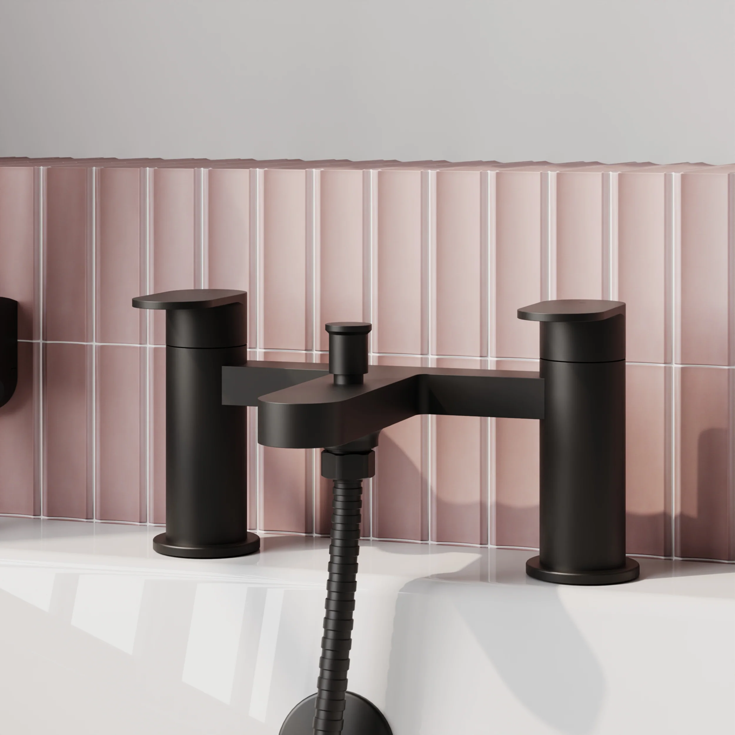 OAKLEY - Black Bath Shower Mixer Tap Inc Handset - Image 2