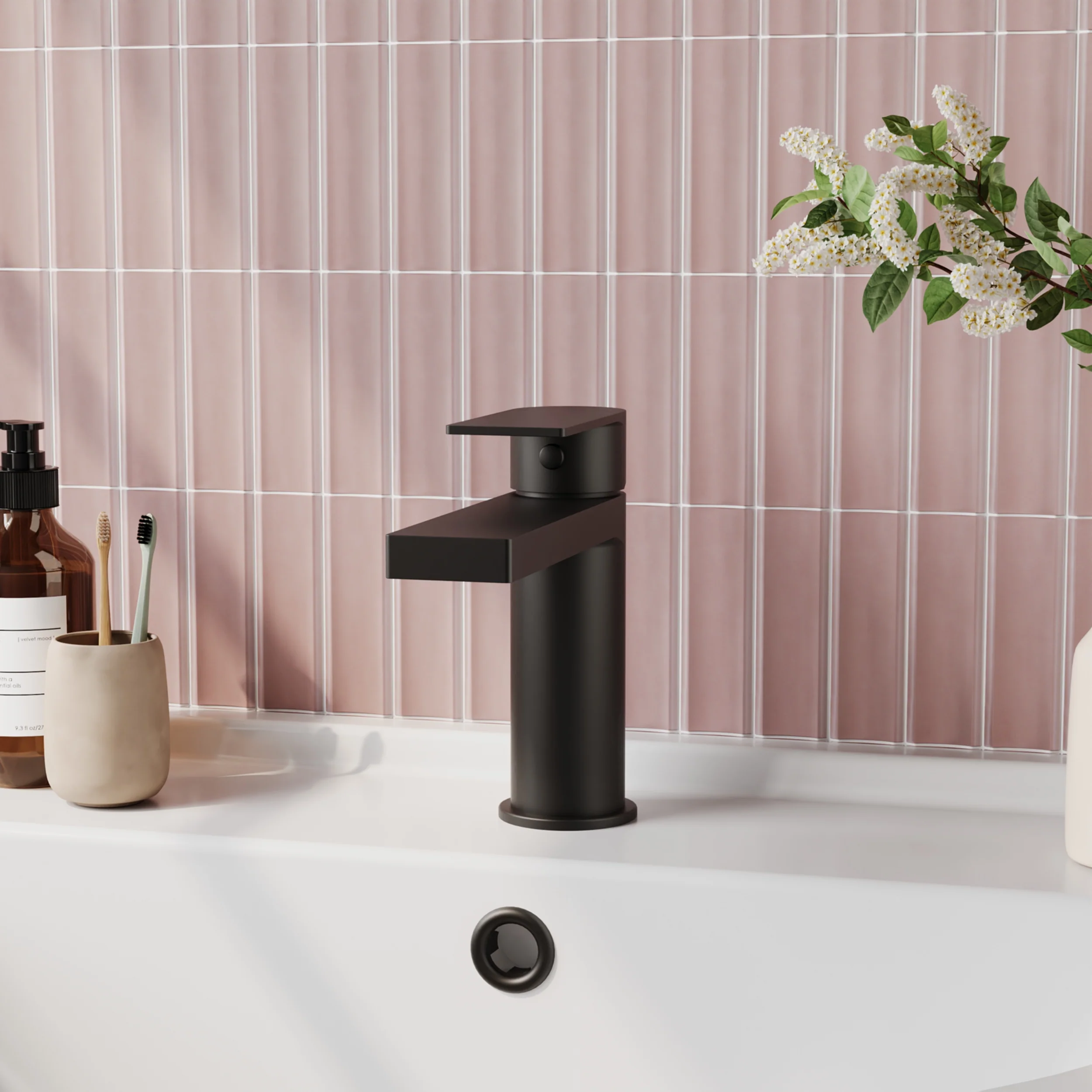 OAKLEY - Black Mono Basin Mixer Inc P/B Waste and Bath Filler - Image 5