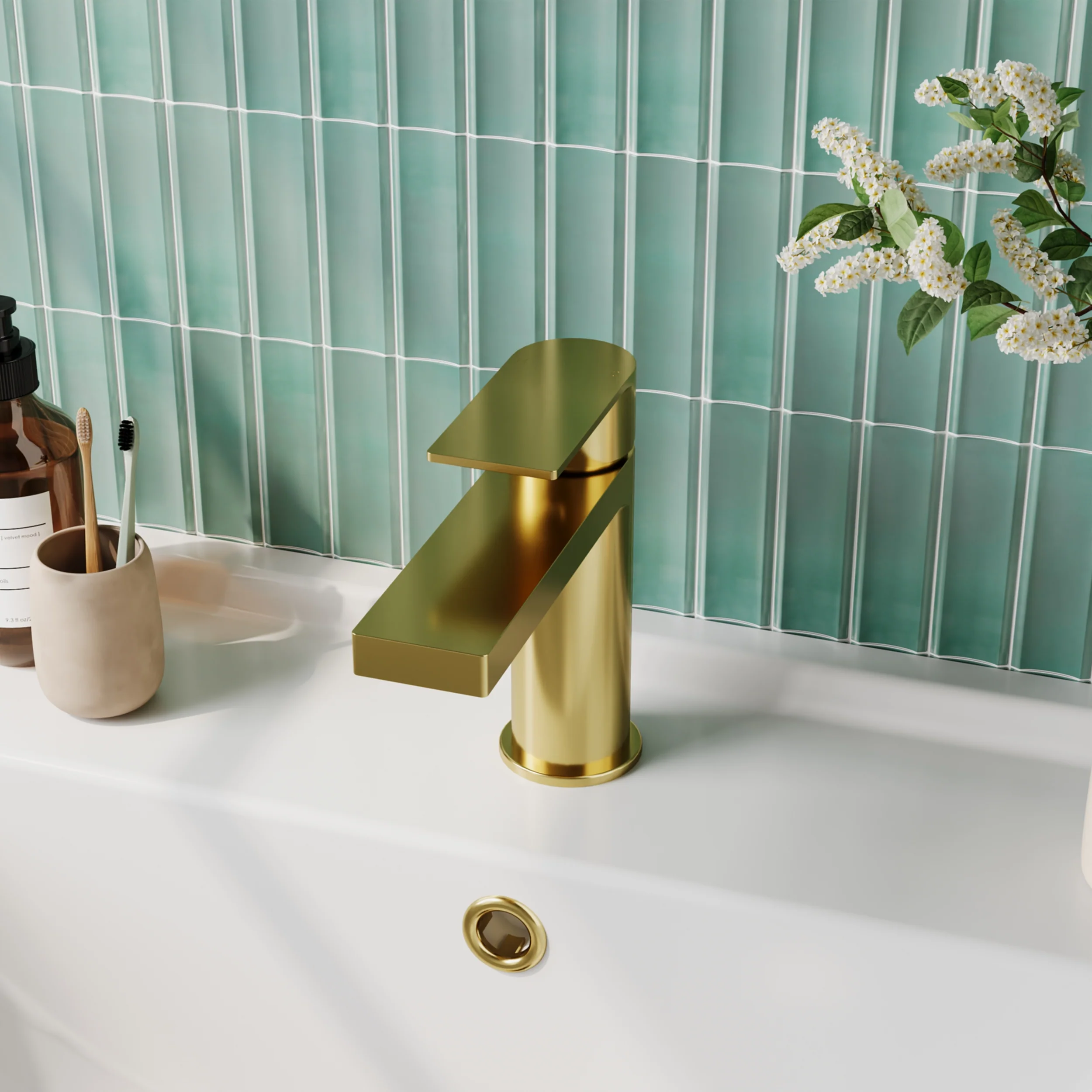 OAKLEY - Brushed Brass Mono Basin Mixer Inc P/B Waste and Bath Shower Mixer Inc Handset - Image 3