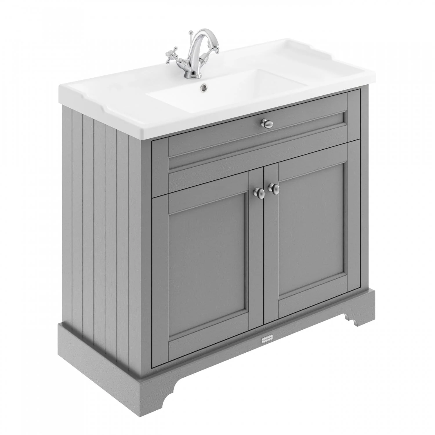 Hudson Reed Old London 1000mm 2-Door Vanity Unit & Ceramic 1 Tap Hole Basin - Storm Grey