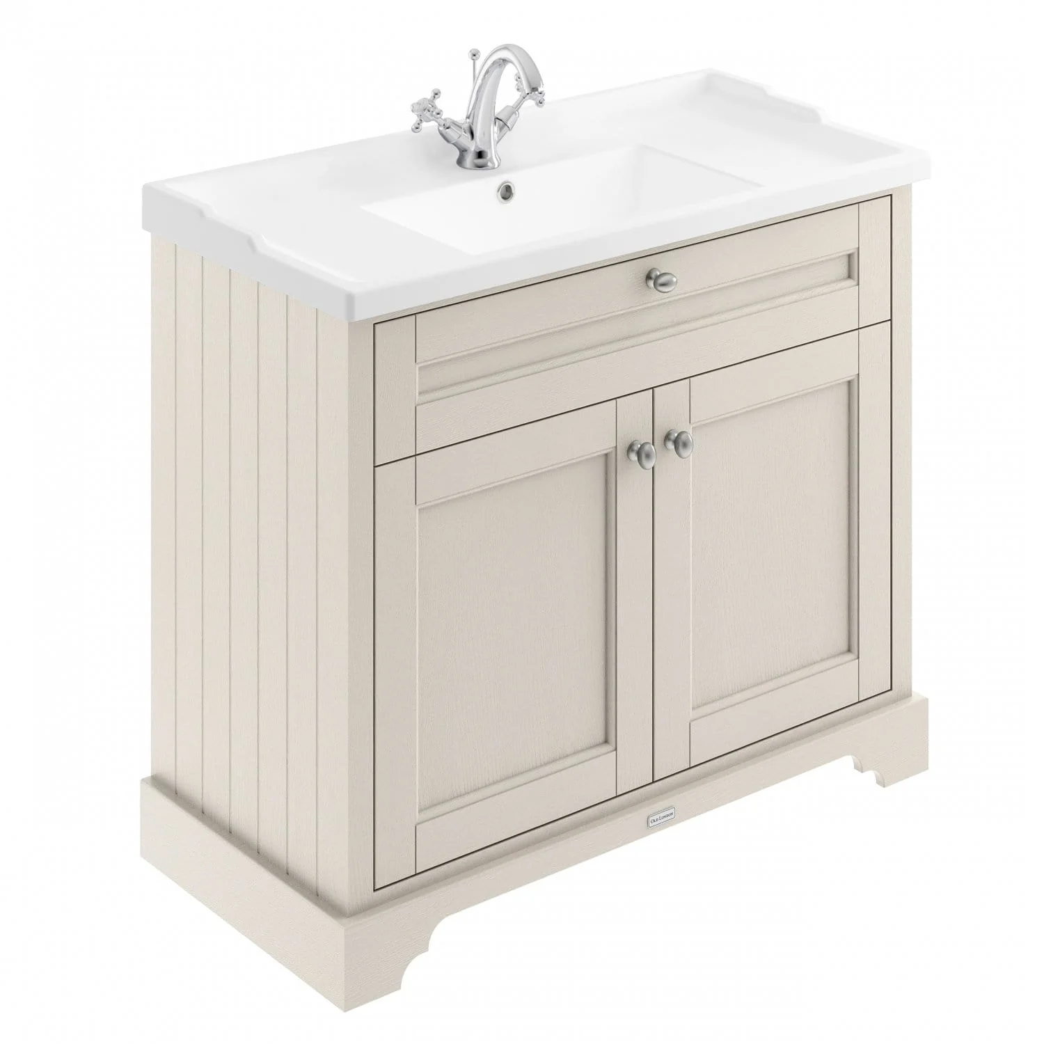 Hudson Reed Old London 1000mm 2-Door Vanity Unit & Ceramic 1 Tap Hole Basin - Timeless Sand