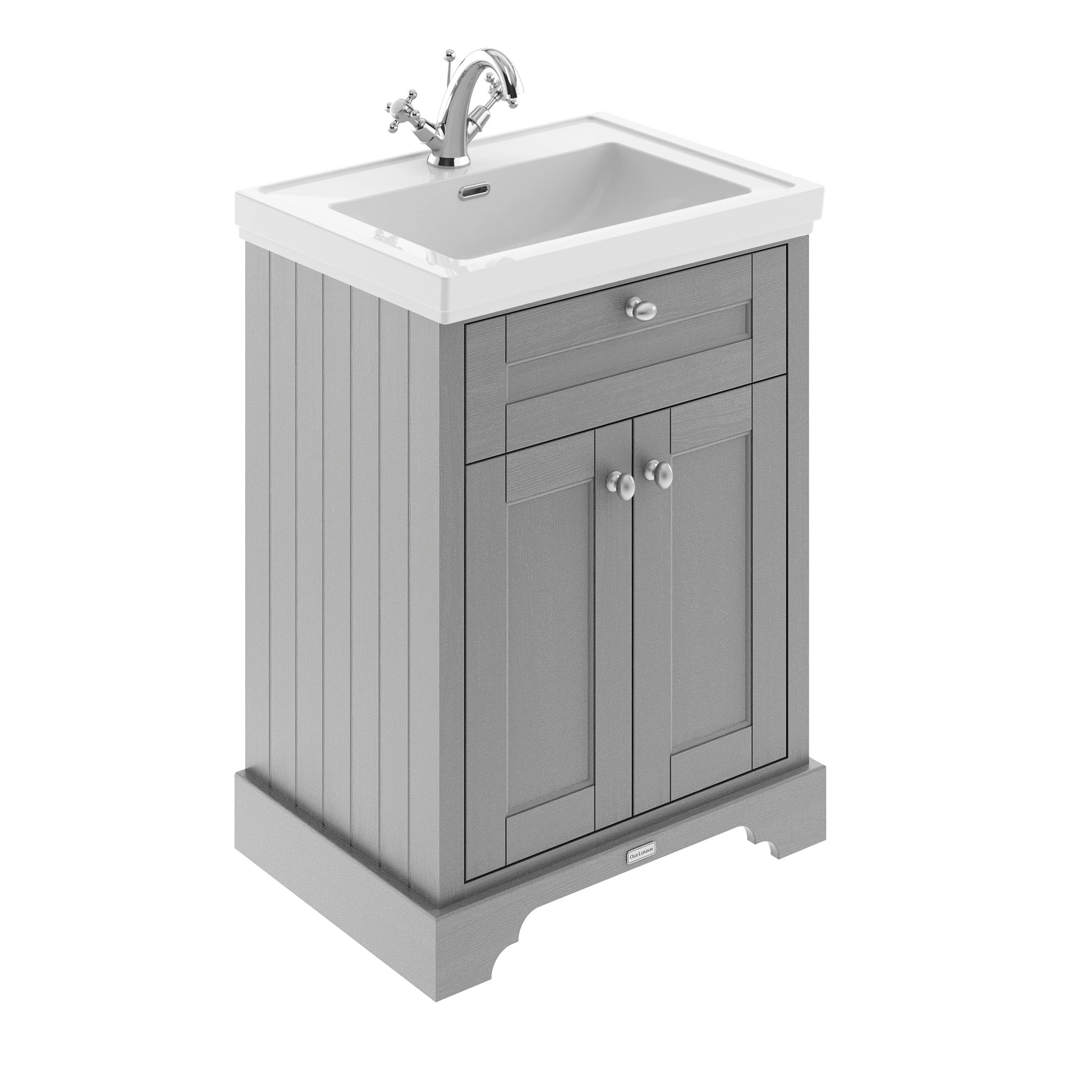 Old London 600mm 2-Door Vanity & Classic Basin 1TH - Storm Grey