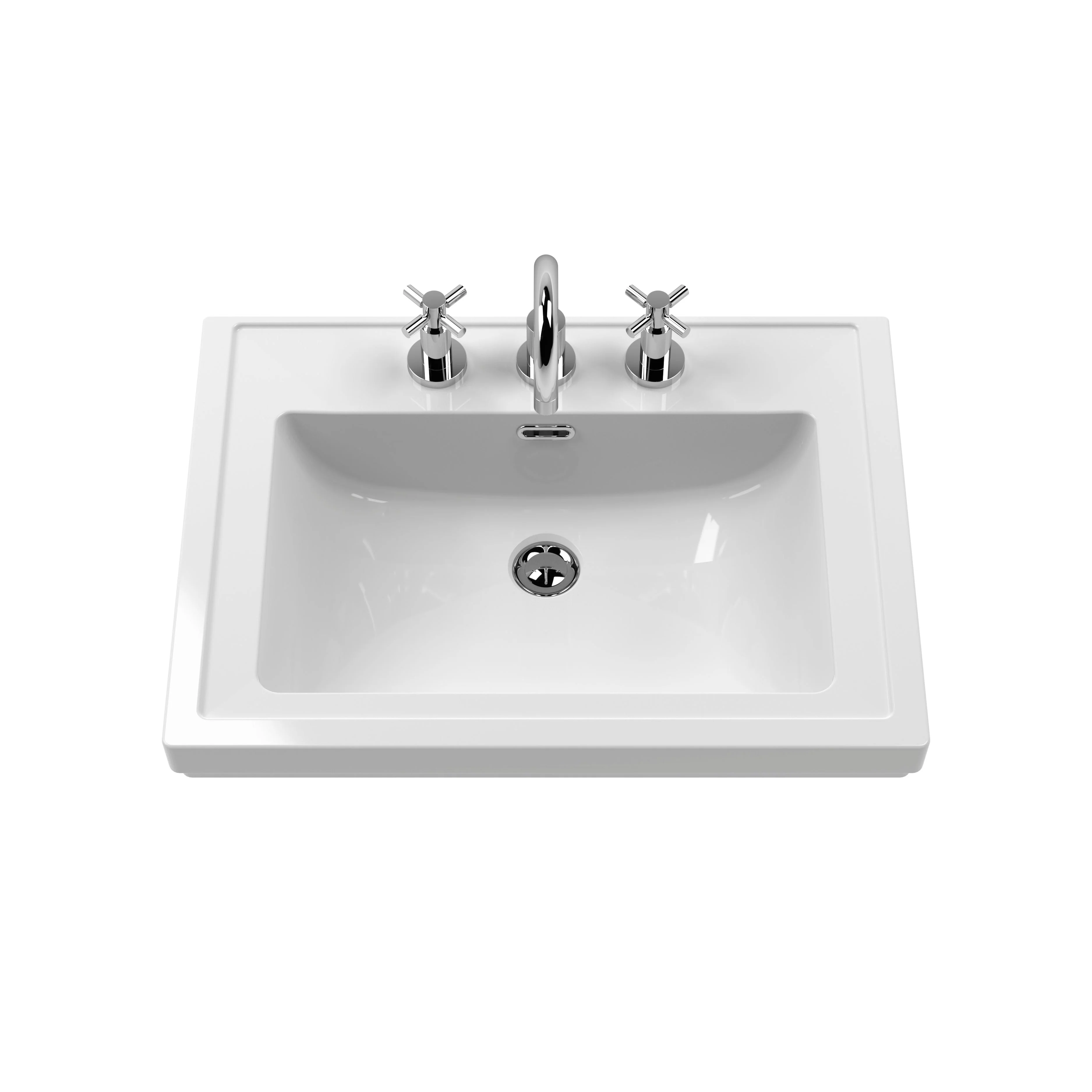 Old London 600mm 2-Door Vanity & Classic Basin 3TH - Twilight Blue - Image 2
