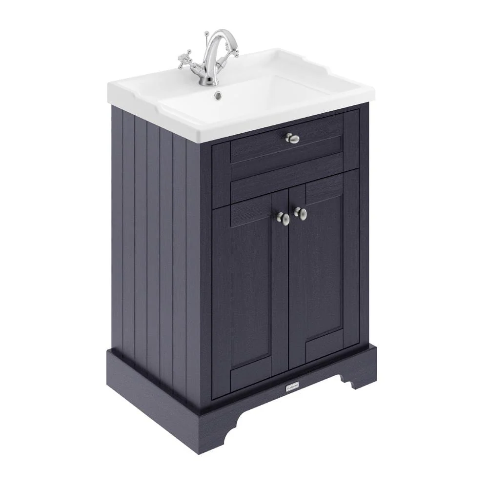 Hudson Reed Old London 600mm 2-Door Vanity Unit & Ceramic 1 Tap Hole Basin - Twilight Blue