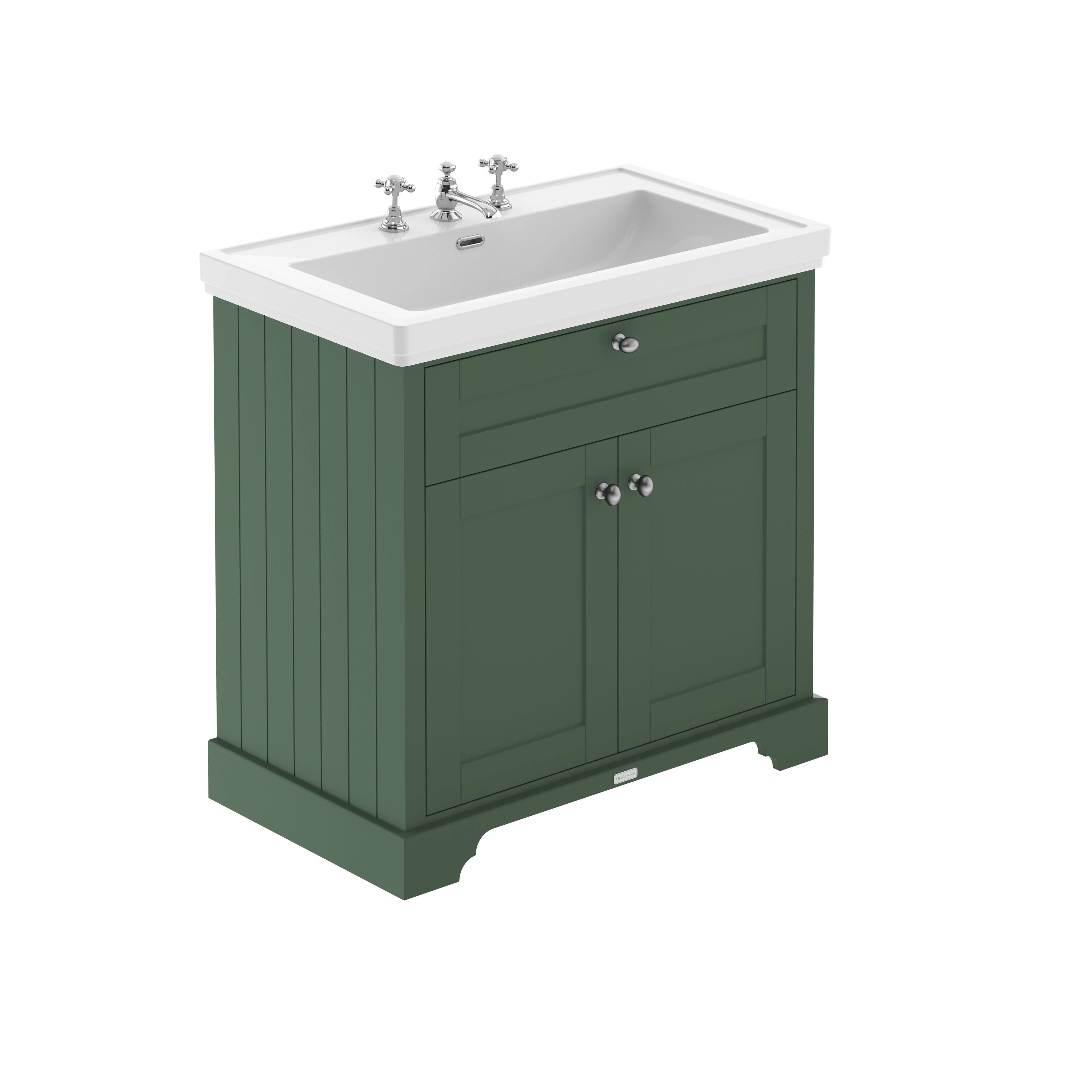 Old London 800mm 2-Door Vanity & Classic Basin 3TH - Hunter Green