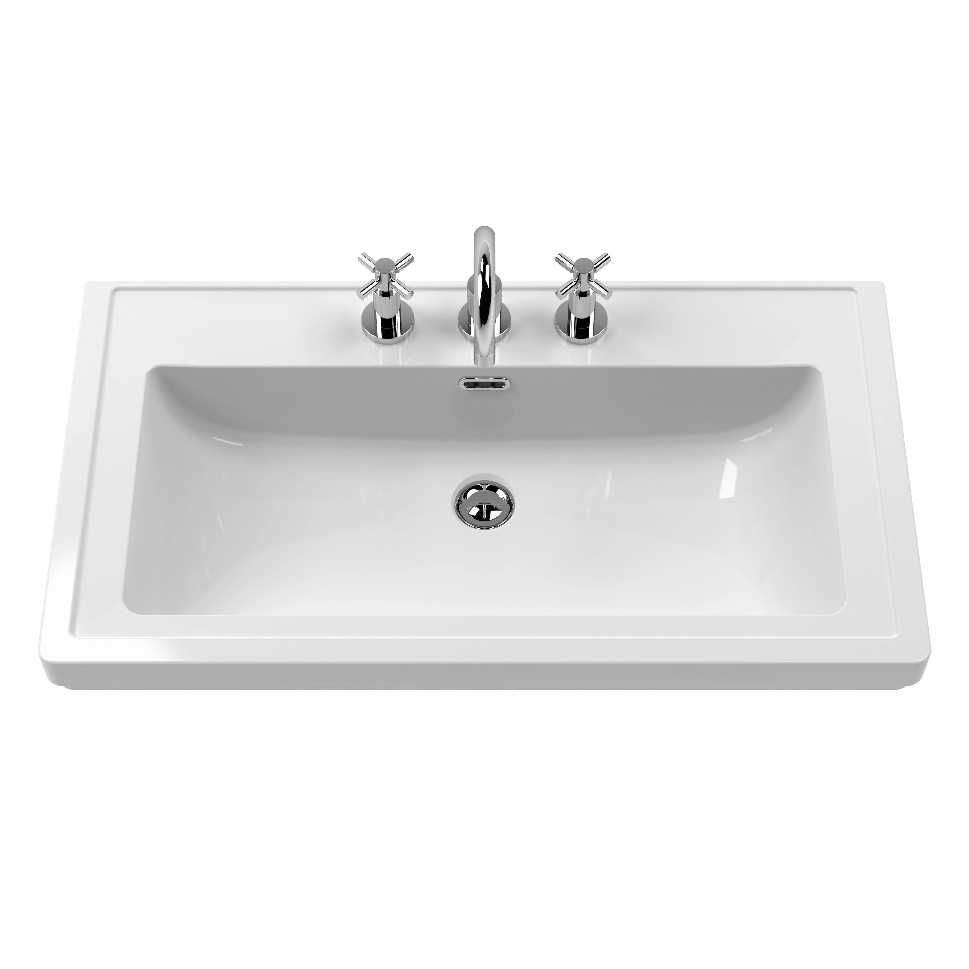 Old London 800mm 2-Door Vanity & Classic Basin 3TH - Storm Grey - Image 2