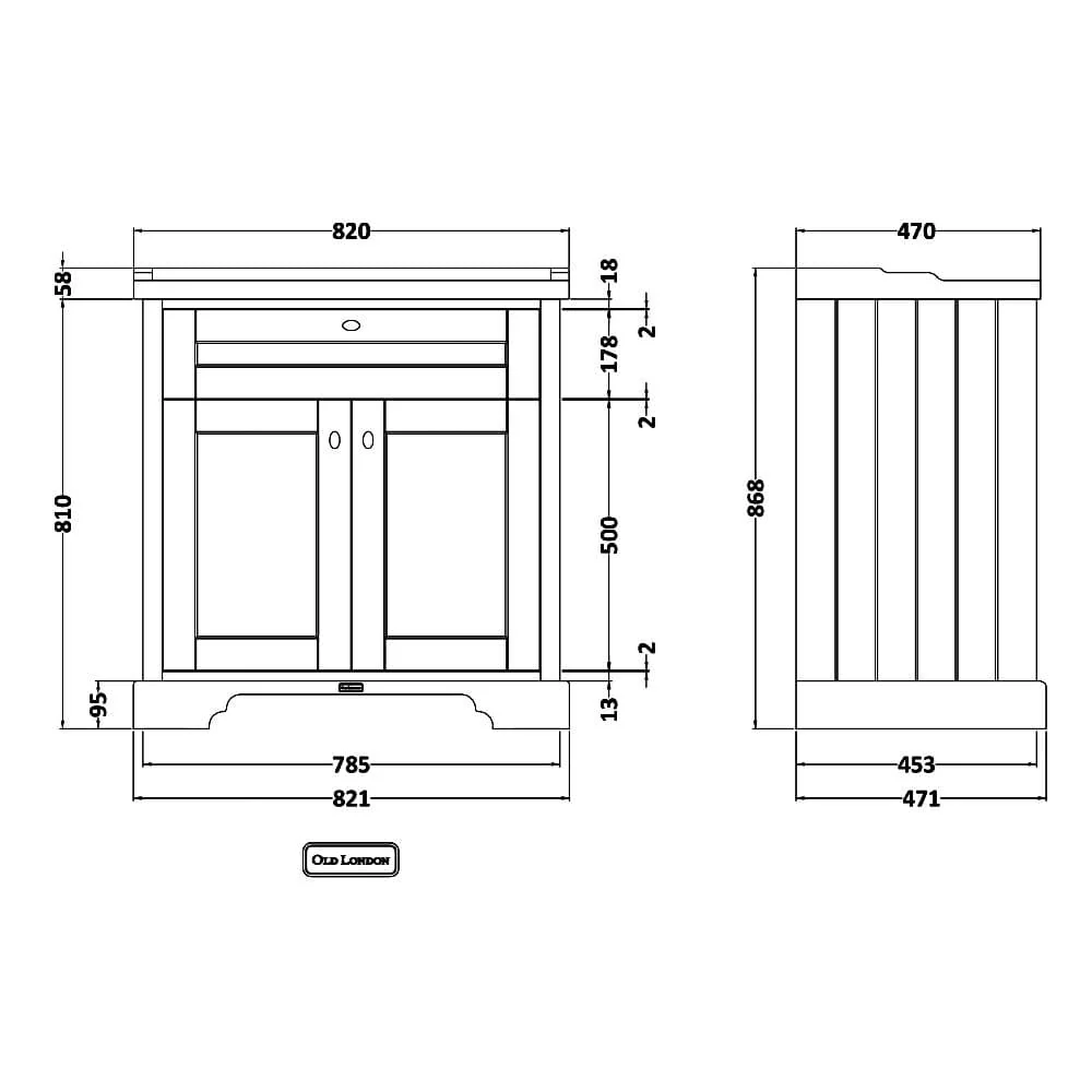Hudson Reed Old London 800mm 2-Door Vanity Unit & Ceramic 1 Tap Hole Basin - Timeless Sand - Image 3