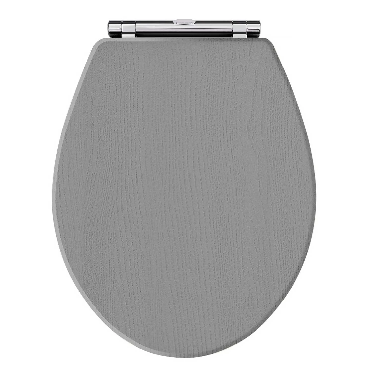 Hudson Reed Old London Wooden Toilet Seat Chrome Hinges - Storm Grey
