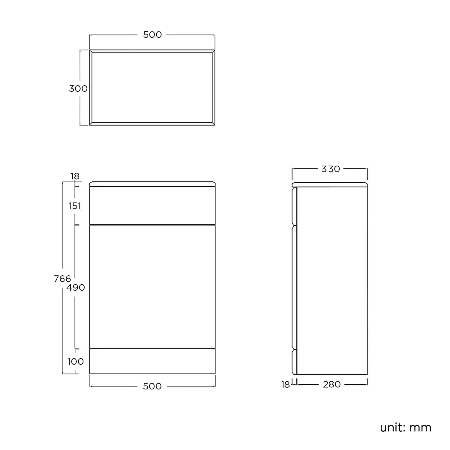 Percussion 500 x 330 WC Unit - White - Image 3