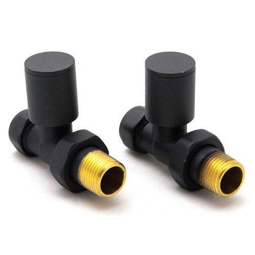 Portland Round Straight Radiator Valve Pair 15mm - Anthracite