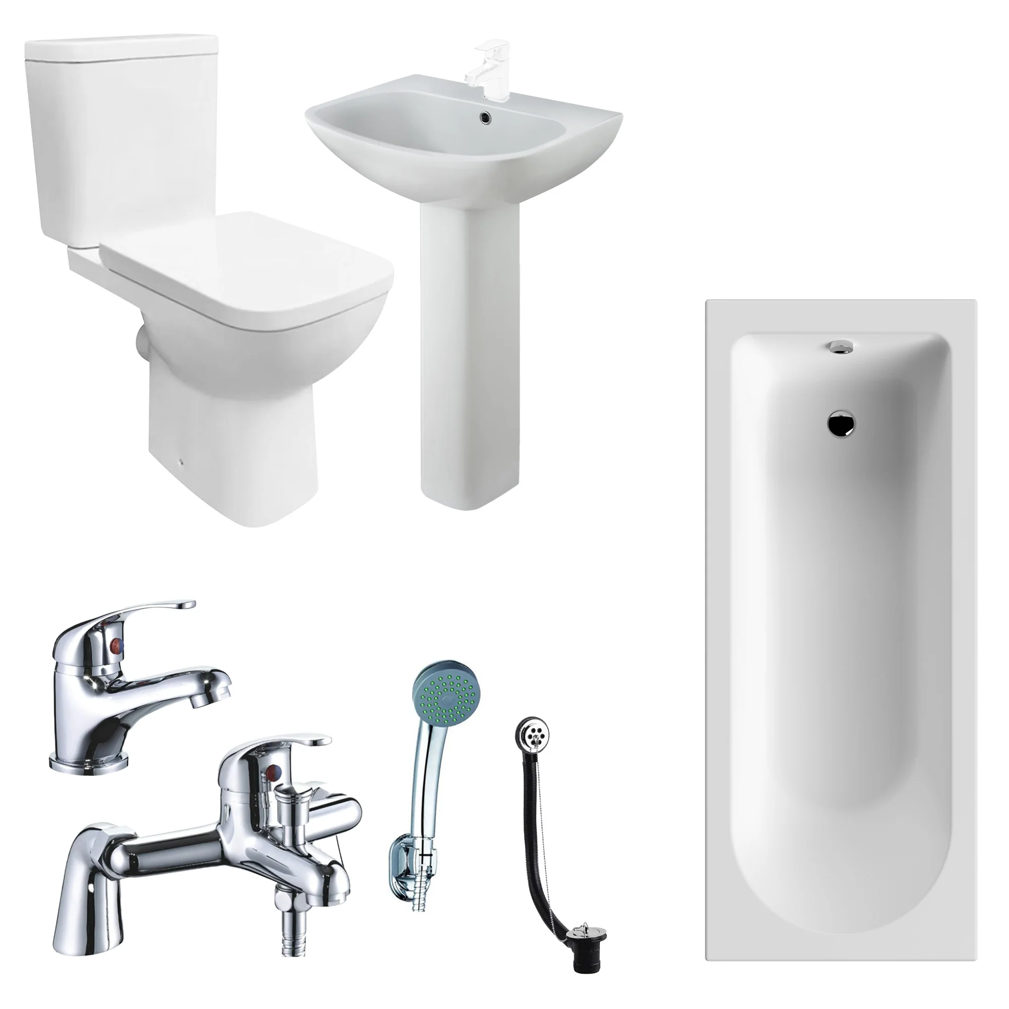 PORTO 1700mm Complete Bathroom Suite - Chrome Taps