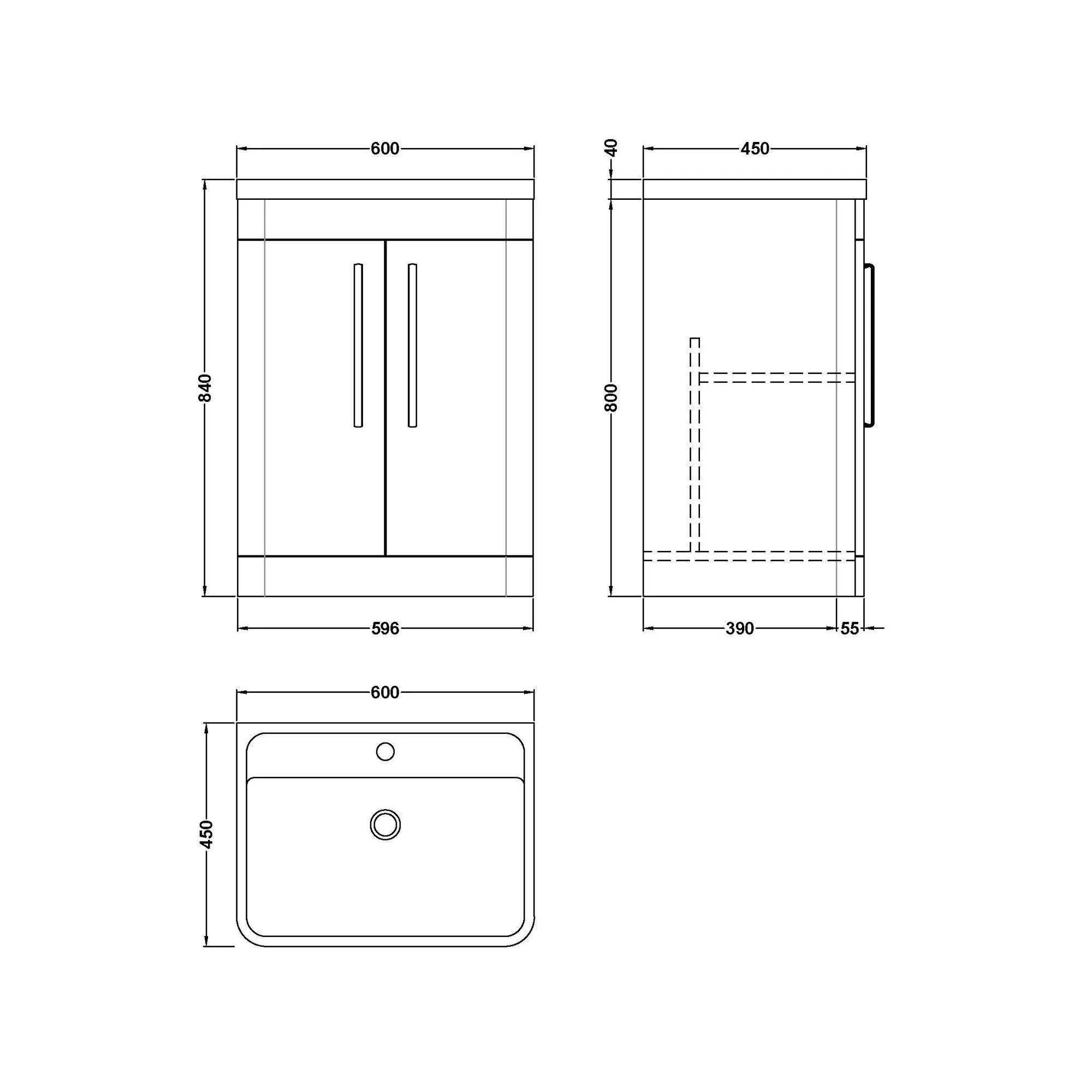Pride 600mm Floor Standing 2-Door Basin Vanity Unit - Satin Green - Image 4