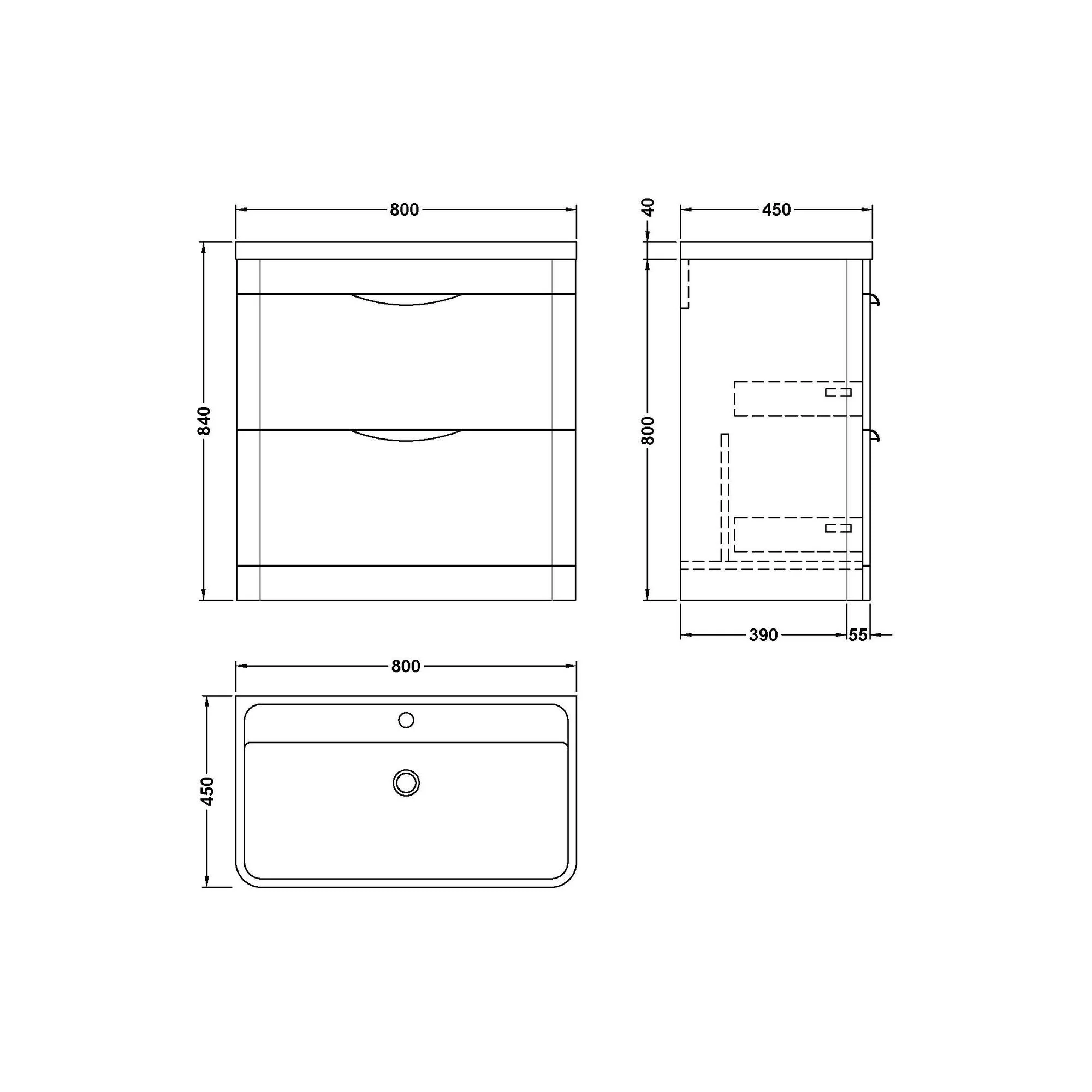 Pride 800mm Floor Standing 2-Drawer Basin Vanity Unit - Satin Green - Image 4