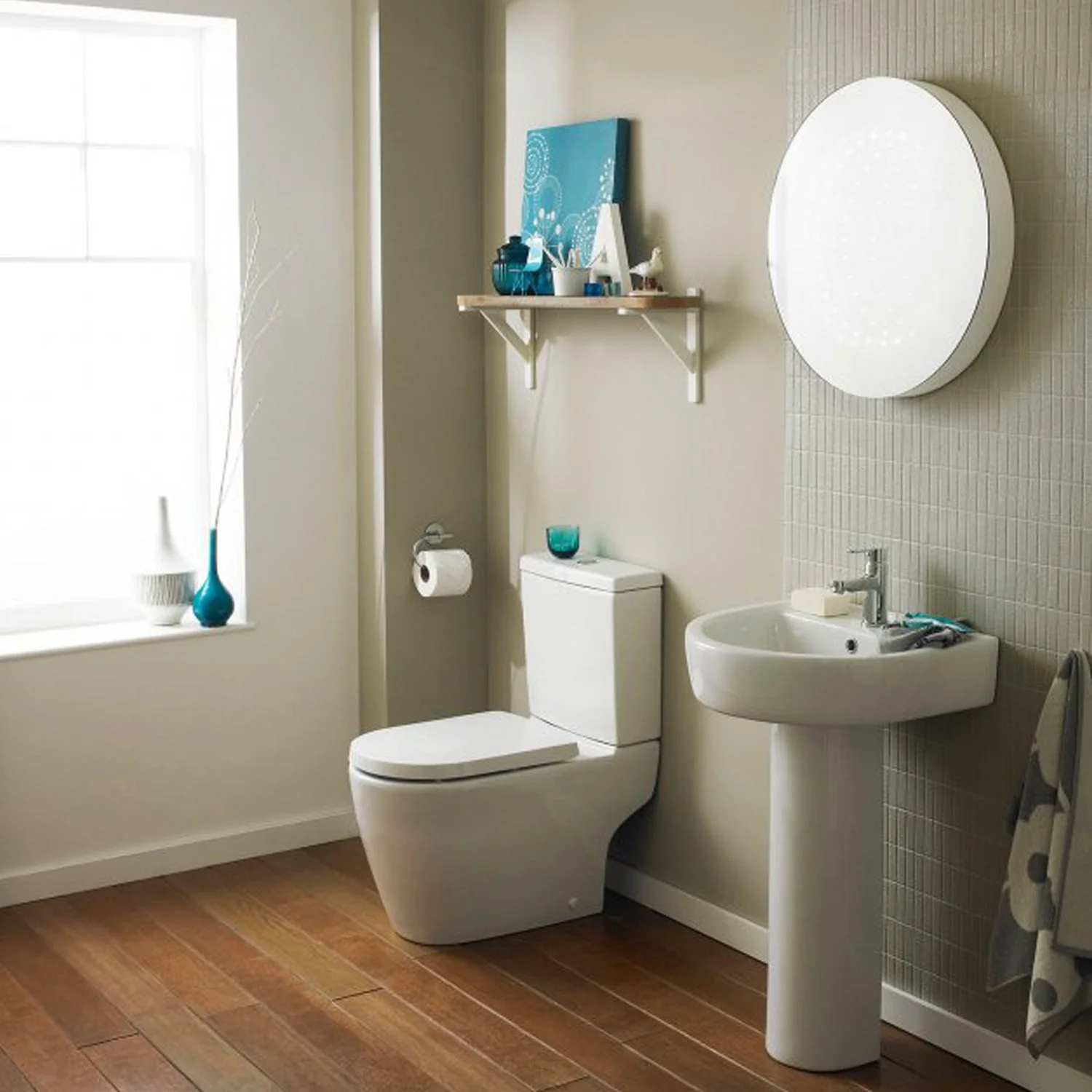 Provost Semi Flush to Wall Close Coupled Toilet & 520mm Full Pedestal Basin