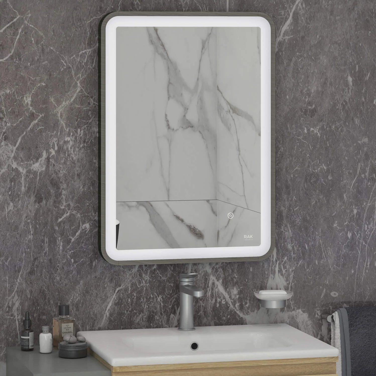 RAK Art Soft LED Illuminated Mirror With Demister - 500 x 700mm - Image 3