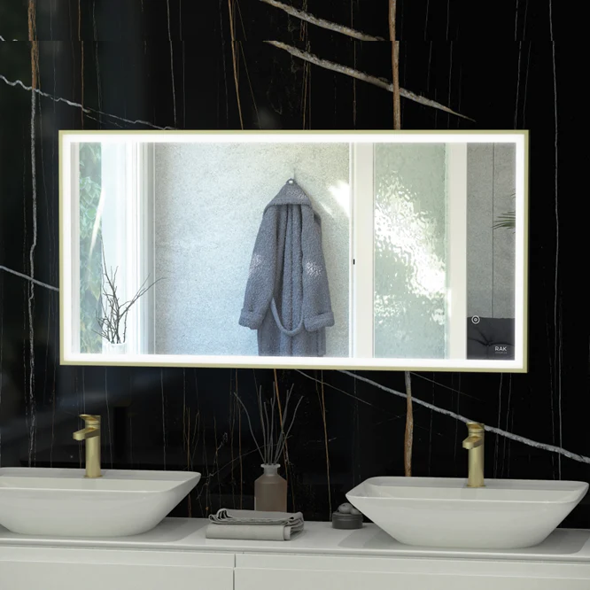 RAK Art Square LED Bathroom Mirror with Demister - 1200 x 600mm - Image 4