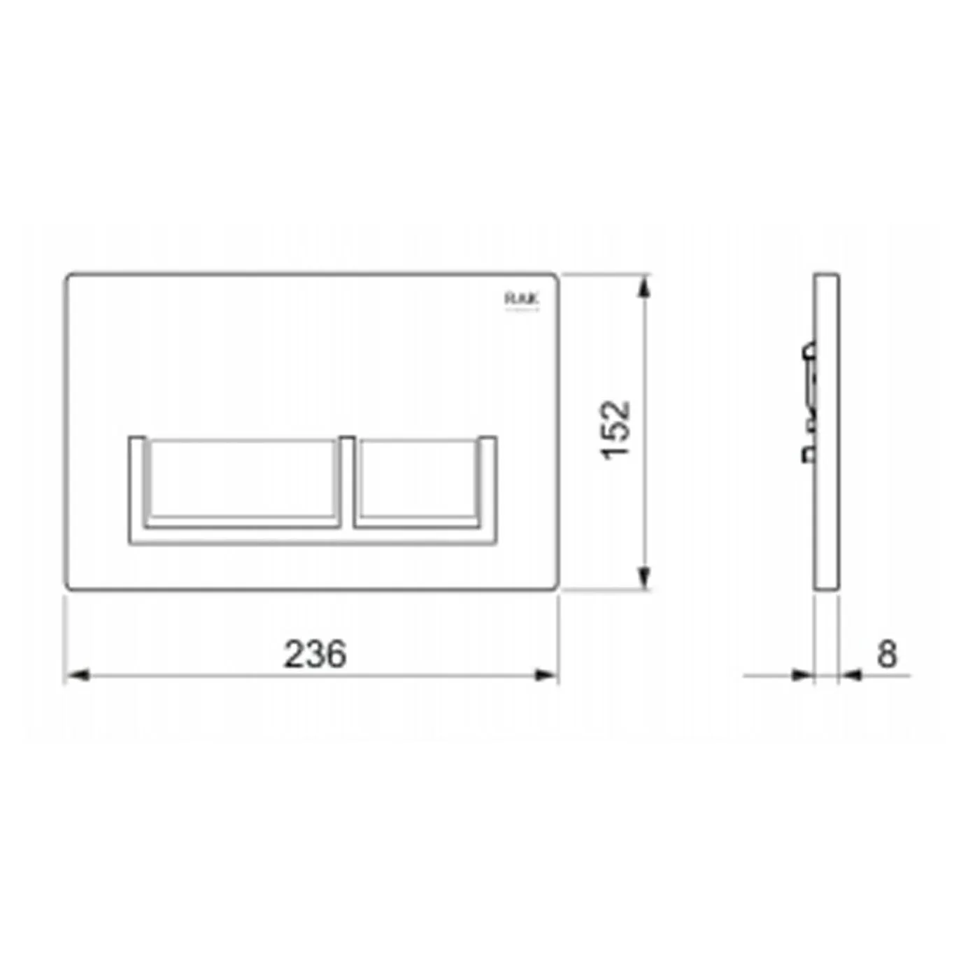 RAK Ecofix Polished Chrome Surronding Rectangular Dual Flush Plate - White - Image 2
