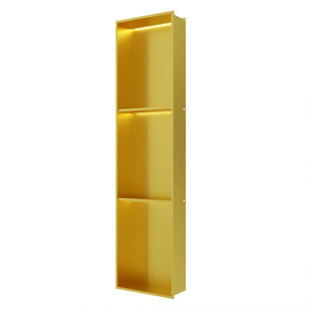 RAK Ingot Rectangular Recessed Niche 1200mm H x 300mm W with LED - Brushed Gold - Image 3