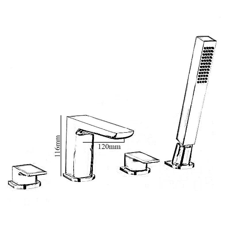 RAK Moon Deck Mounted 4-Hole Bath Shower Mixer Tap - Image 2