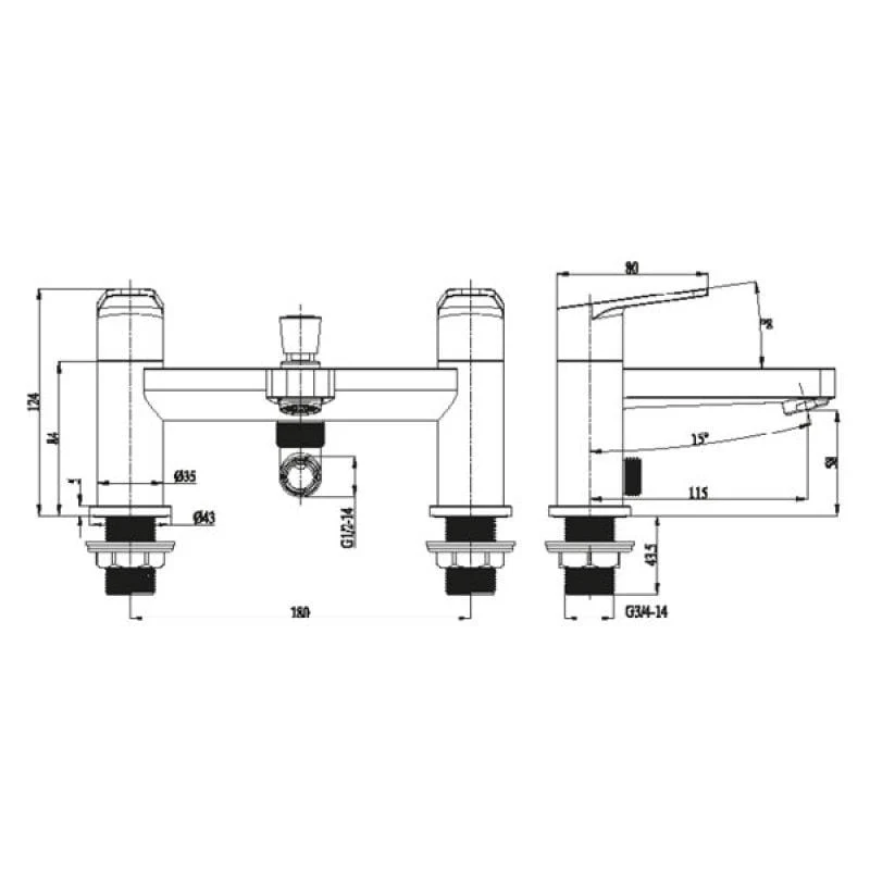 RAK Origin 62 Bath Shower Mixer with Shower Head and Holder - Image 2