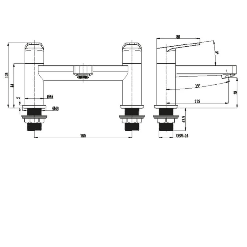 RAK Origin 62 Chrome Bath Filler Tap - Image 2
