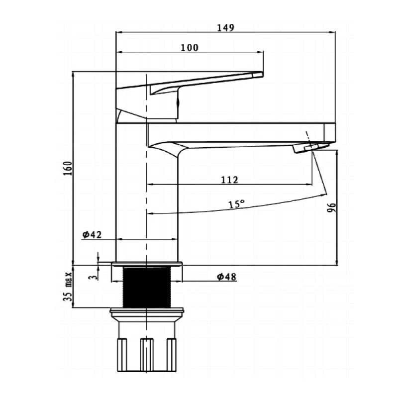RAK Origin 62 Chrome Mono Basin Mixer Tap - Image 2