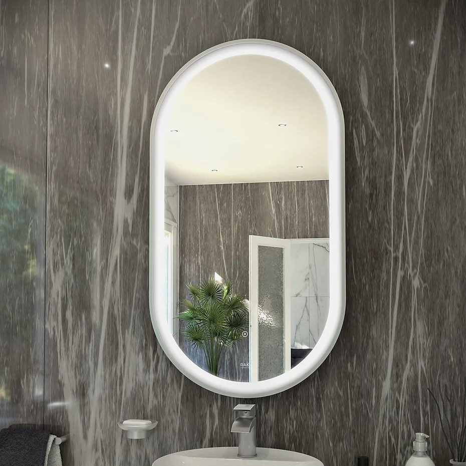 RAK Picture Oval LED Illuminated Mirror - 450 x 1000mm - Image 2