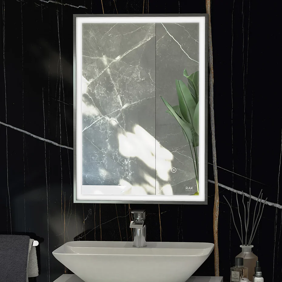 RAK Picture Square LED Illuminated Mirror With Demister - 500 x 700mm - Image 3