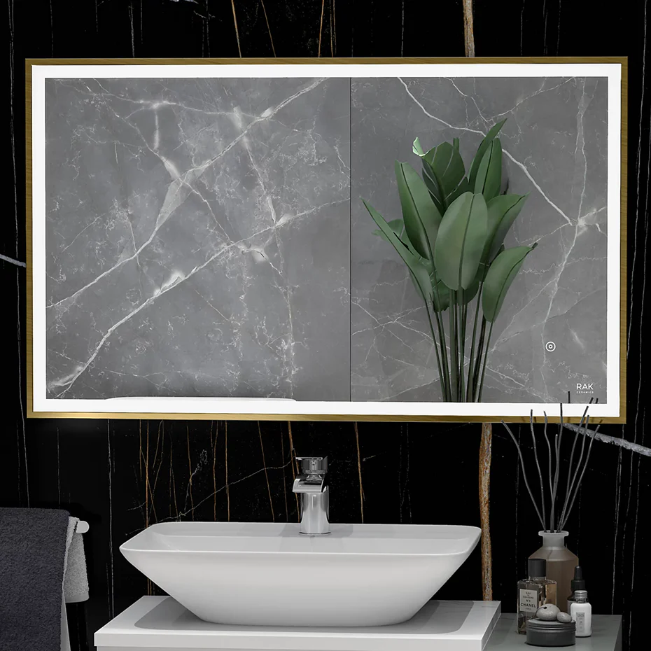 RAK Picture Square LED Illuminated Mirror With Demister - 1000 x 600mm - Image 4