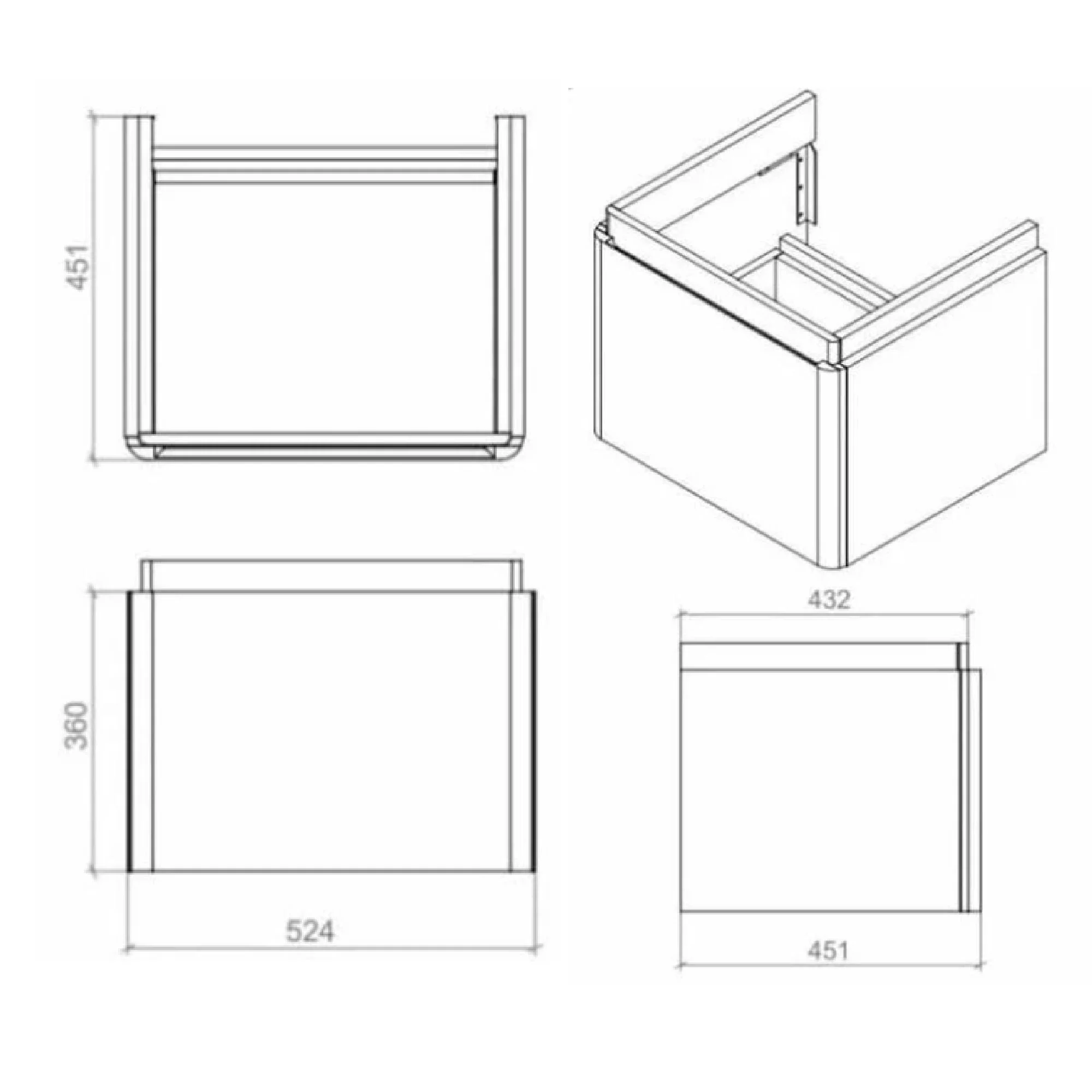 RAK Resort 550mm Single Drawer Basin Unit in Matt Stone - Image 2