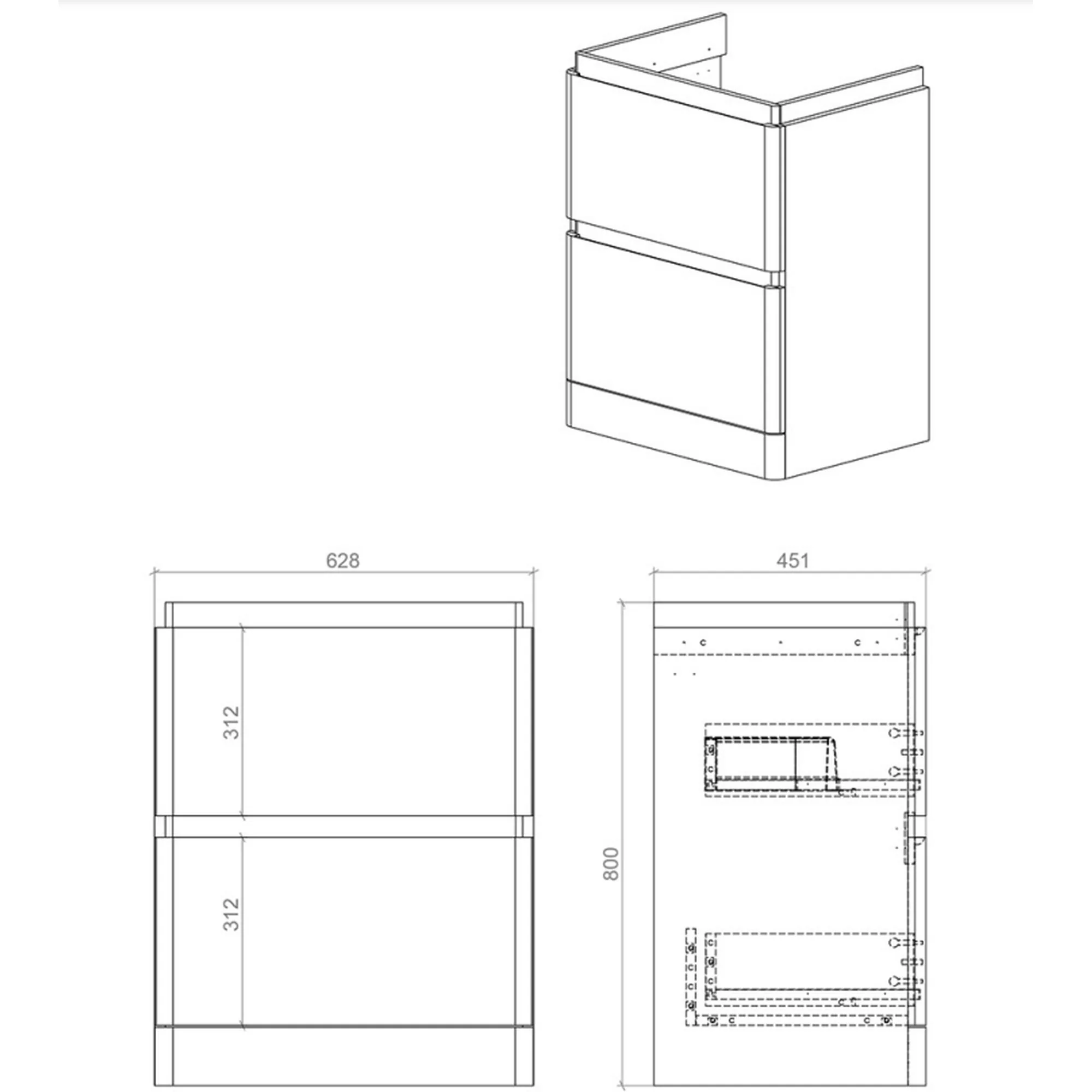 RAK Resort 650mm Floor Standing Basin Unit & Basin - Matt Grey - Image 4