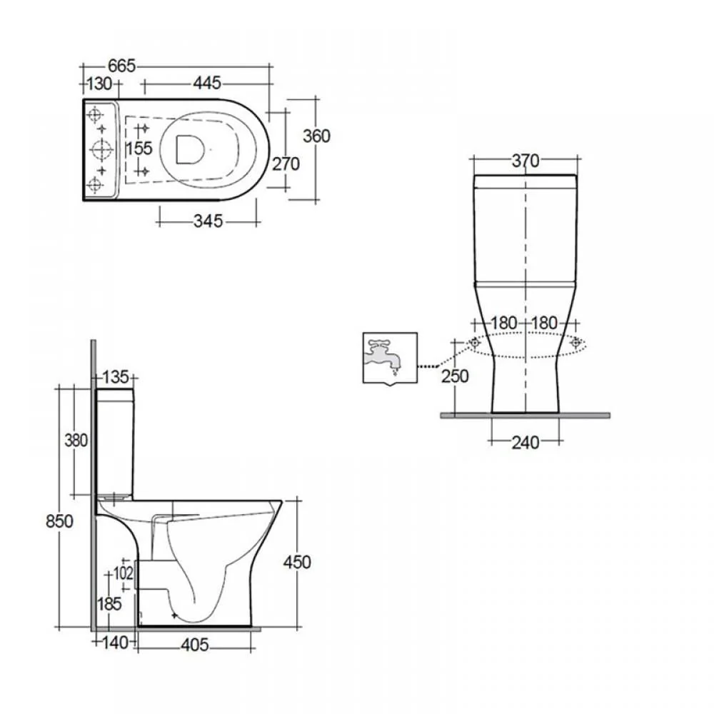 RAK Resort Maxi Rimless Comfort Height Toilet & Soft Close Seat - 665mm - Image 3