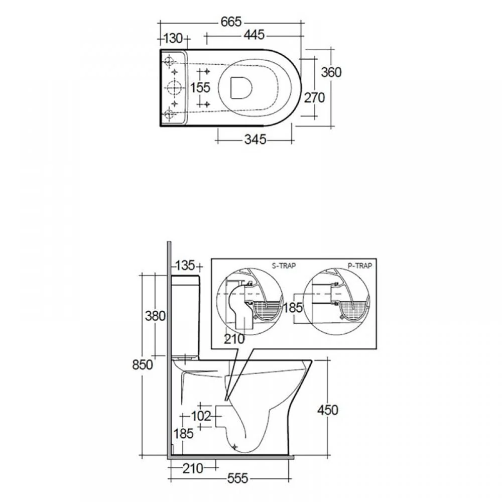 RAK Resort Maxi Rimless Comfort Height Close Couple Toilet & Soft Close Seat - 665mm - Image 3