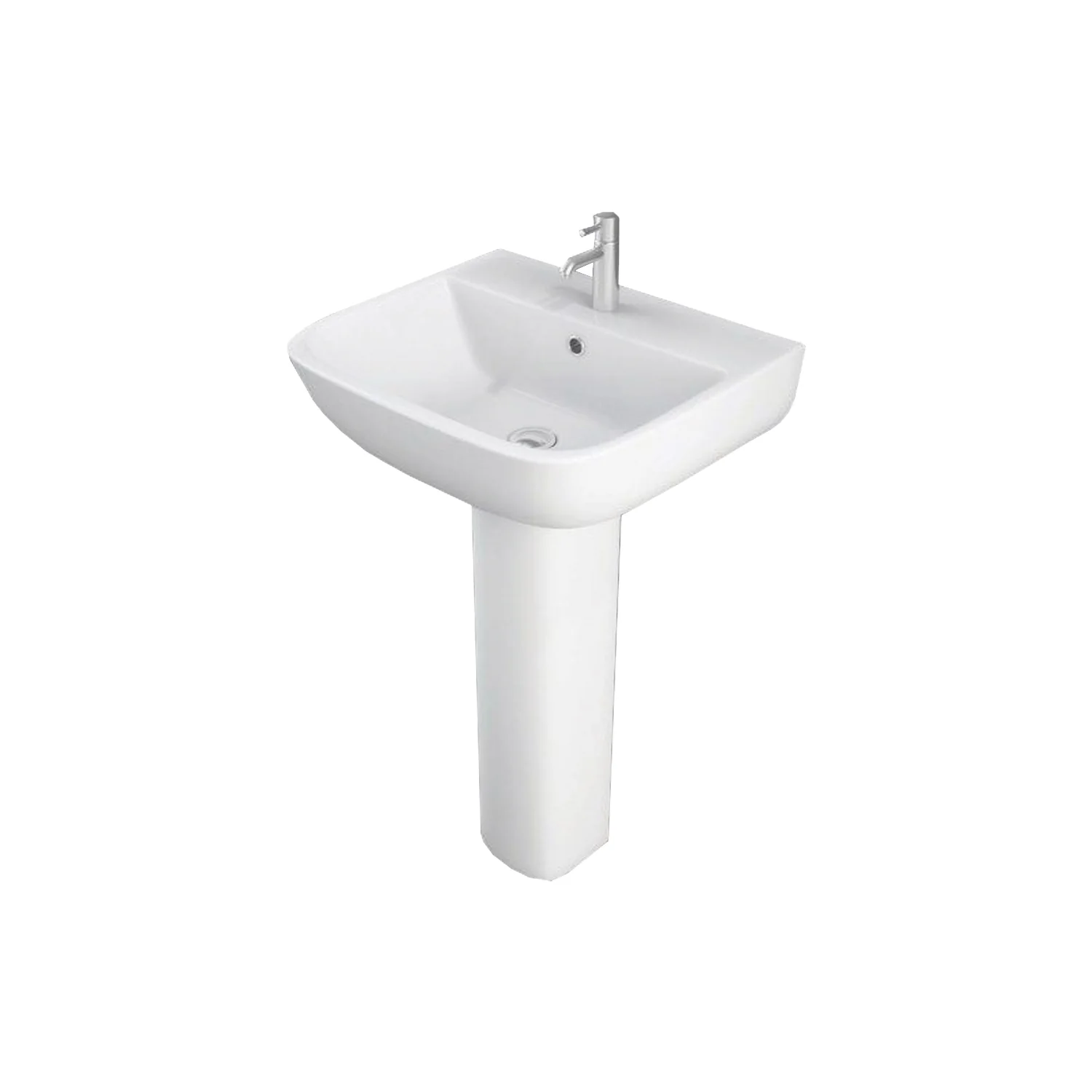 RAK Series 600 Basin & Full Pedestal 520mm - 1 Tap Hole