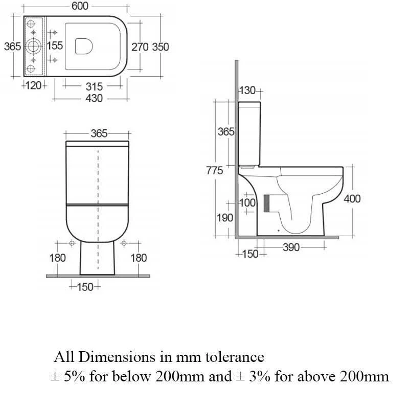 RAK Series 600 Close Coupled Toilet with Soft Close Seat - Image 3