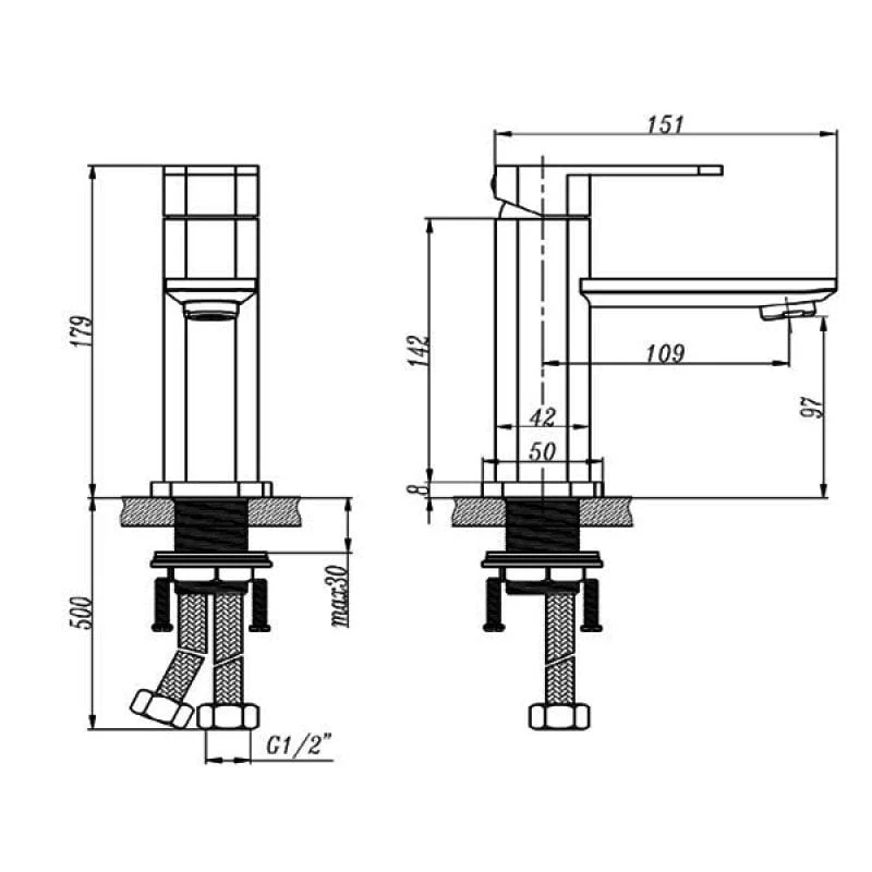 RAK Square Single Lever Basin Mixer Tap - Image 3