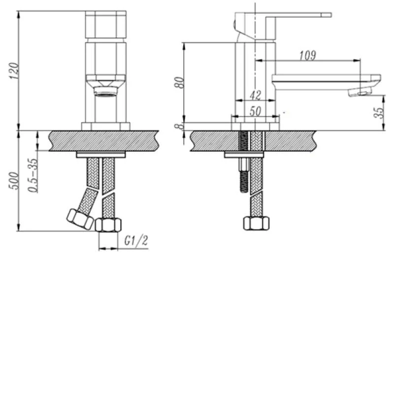 RAK Square Single Lever Mini Mono Basin Mixer Tap - Image 3