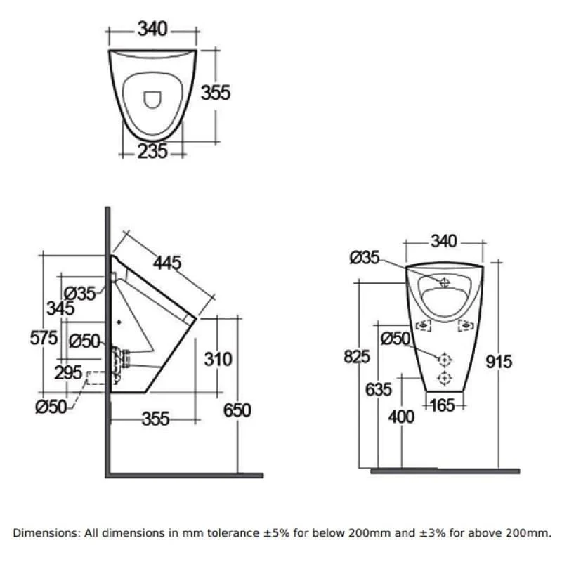 RAK Venice Waterless Urinal Bowl & Fixing Brackets - Image 2