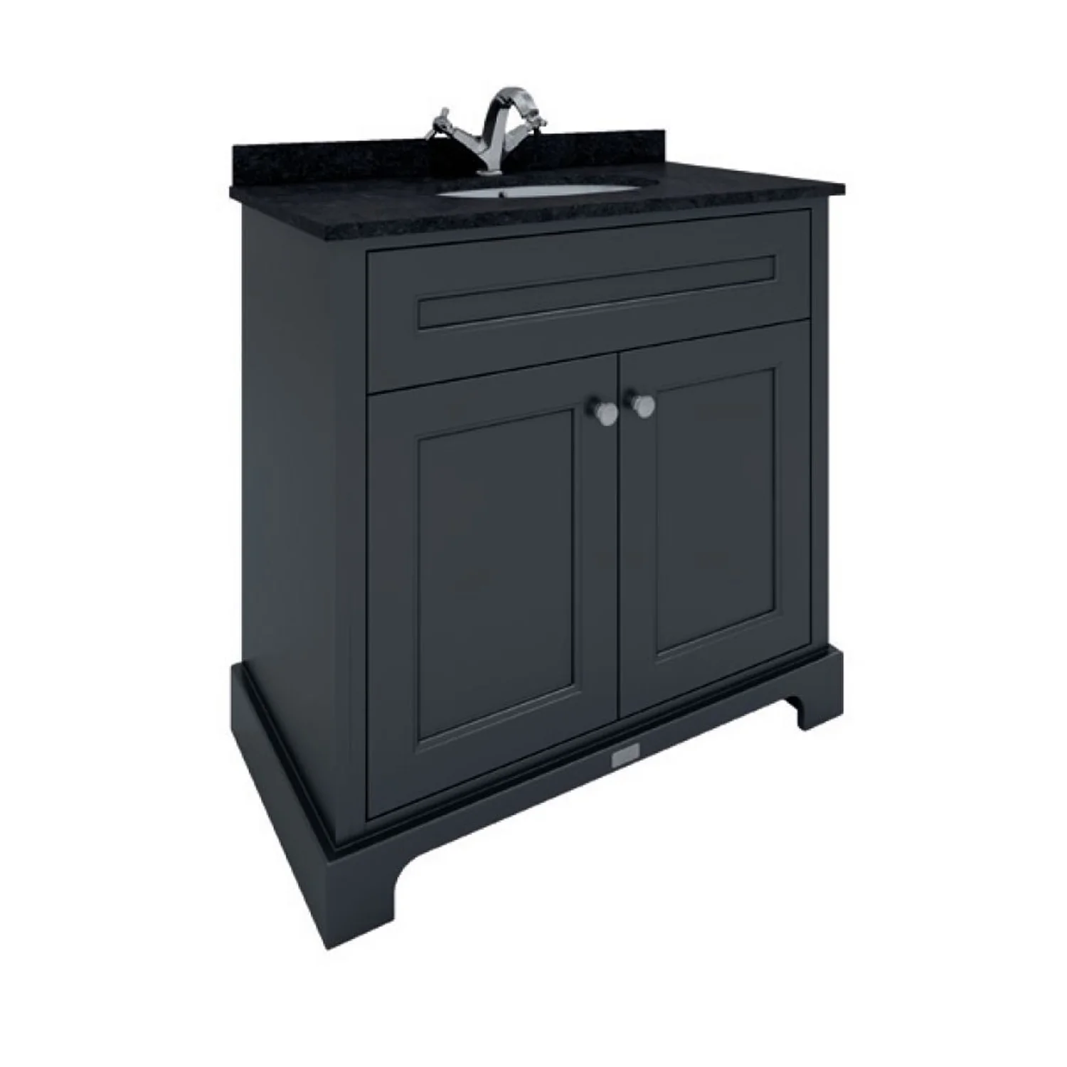 RAK Washington 800mm Traditional Floor Standing 2-Door Basin Vanity Unit - Black