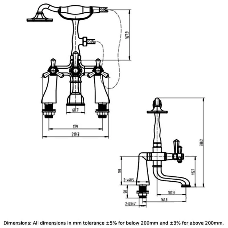 RAK Washington Bath Shower Mixer Tap - Image 2