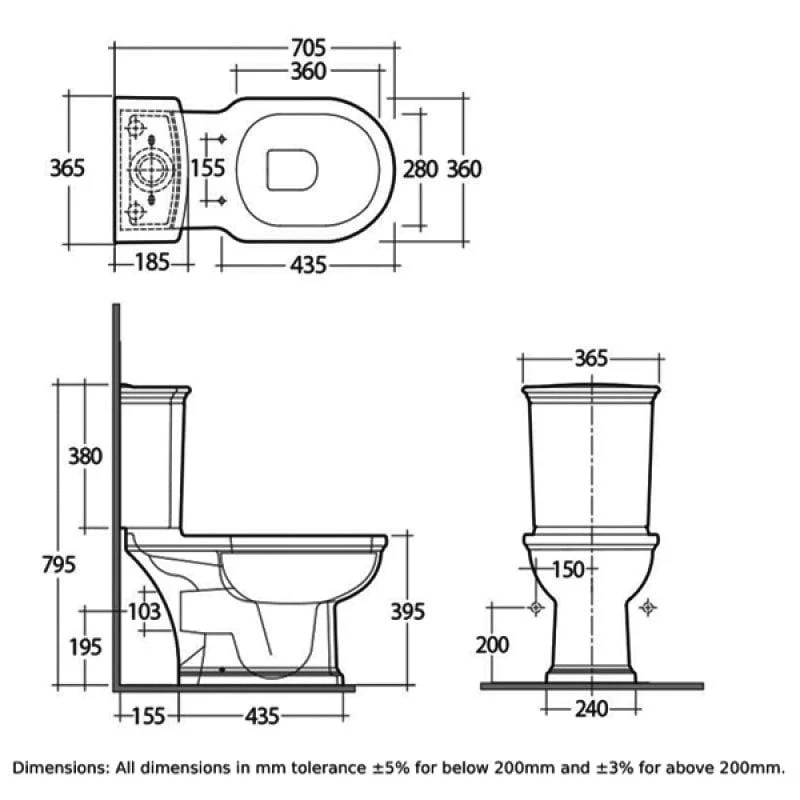 RAK Washington Traditional Close Coupled Toilet with Horizontal Outlet - Image 6