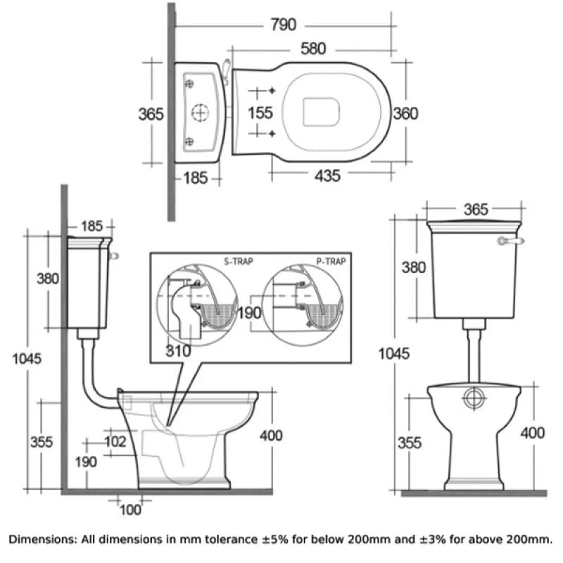 RAK Washington Traditional Low Level Toilet with Horizontal Outlet - Image 6