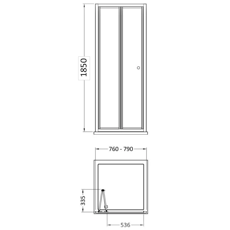 Ralus6 Bifold Door 1850 x 800mm - Chrome - Image 3