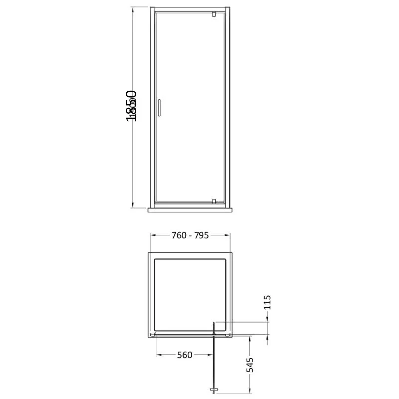 Ralus6 Pivot Door 1850 x 800mm - Chrome - Image 3